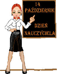 Nauczycielka w czarnej spódnicy przypomina o swoim święcie